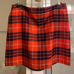 J Crew red and navy plaid skirt